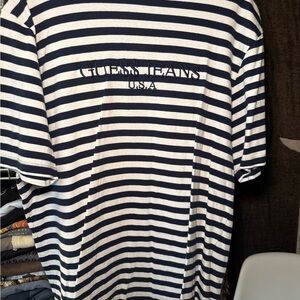 Guess A$AP ROCKY Men's Navy and White Striped Tee